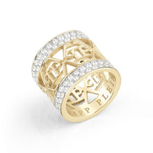 Laden Sie das Bild in den Galerie-Viewer, Philipp Plein Damen Ring Edelstahl Bicolor 3D SKULL PP Logo PJ3AA10R