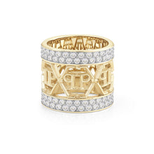 Laden Sie das Bild in den Galerie-Viewer, Philipp Plein Damen Ring Edelstahl Bicolor 3D SKULL PP Logo PJ3AA10R