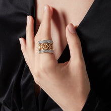 Laden Sie das Bild in den Galerie-Viewer, Philipp Plein Damen Ring Edelstahl Bicolor 3D SKULL PP Logo PJ3AA10R