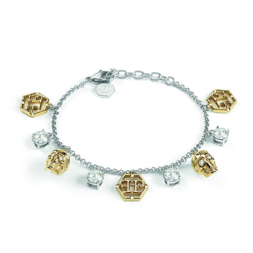 Philipp Plein Damen Armband Armkette Edelstahl Bicolor 3D SKULL PJ3AA11BU