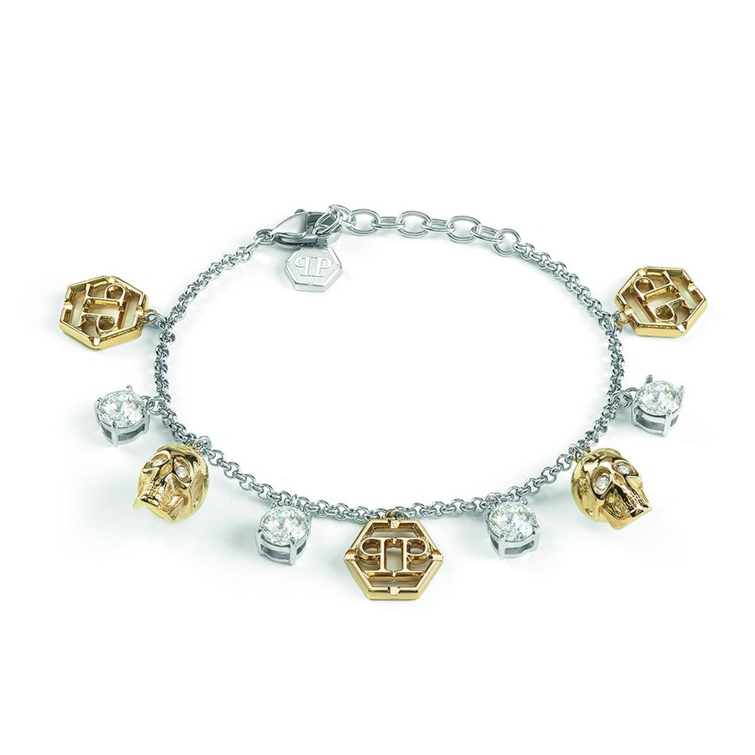 Philipp Plein Damen Armband Armkette Edelstahl Bicolor 3D SKULL PJ3AA11BU