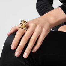 Laden Sie das Bild in den Galerie-Viewer, Philipp Plein Damen Ring Edelstahl IP Gold SKULL CROWN Totenkopf Krone PJ4AA01R
