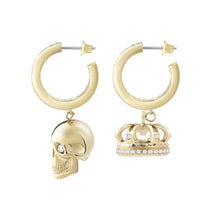 Laden Sie das Bild in den Galerie-Viewer, Philipp Plein Damen Ohrringe Creolen Edelstahl IP Gold SKULL CROWN PJ4AA02EU