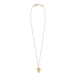Philipp Plein Damen Kette Halskette Edelstahl IP Gold SKULL CROWN PJ4AA03NU