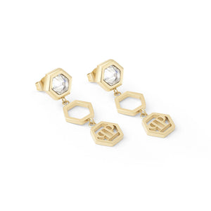 Philipp Plein Damen Ohrringe Ohrhänger Edelstahl IP Gold HEXAGON LUX PJ5AA03EU
