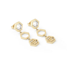 Laden Sie das Bild in den Galerie-Viewer, Philipp Plein Damen Ohrringe Ohrhänger Edelstahl IP Gold HEXAGON LUX PJ5AA03EU
