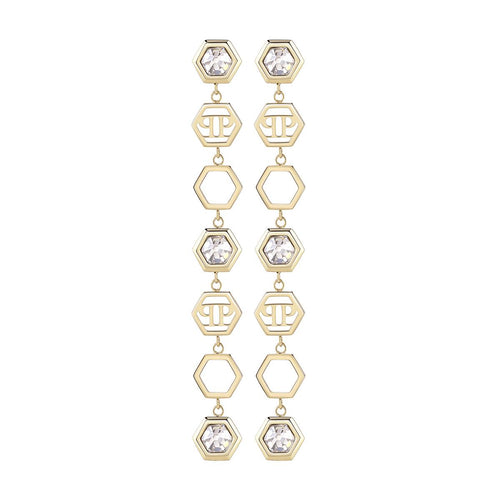 Philipp Plein Damen Ohrringe Ohrhänger Edelstahl IP Gold HEXAGON LUX PJ5AA04EU