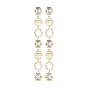 Philipp Plein Damen Ohrringe Ohrhänger Edelstahl IP Gold HEXAGON LUX PJ5AA04EU