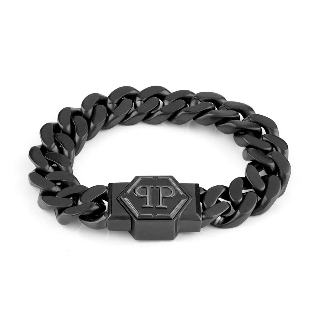Philipp Plein Herren Armband Armkette Edelstahl IP Gun HEXAGON PJ7AA01BL