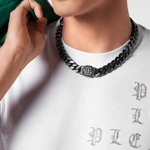 Philipp Plein Herren Kette Halskette Edelstahl IP Gun HEXAGON PJ7AA02NL