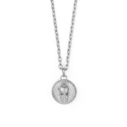 Philipp Plein Herren Kette Halskette Edelstahl silber 3D SKULL PJ8AA01NU
