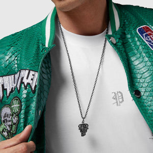 Philipp Plein Herren Kette Halskette Edelstahl IP schwarz 3D SKULL PJ8AA24NU