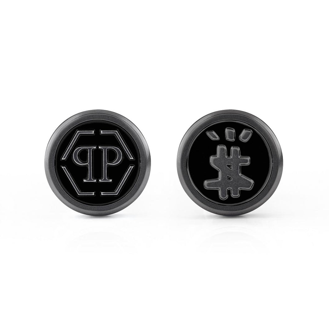 Philipp Plein Herren Manschettenknöpfe Edelstahl IP Gun HEXAGON PJ9AA03CU