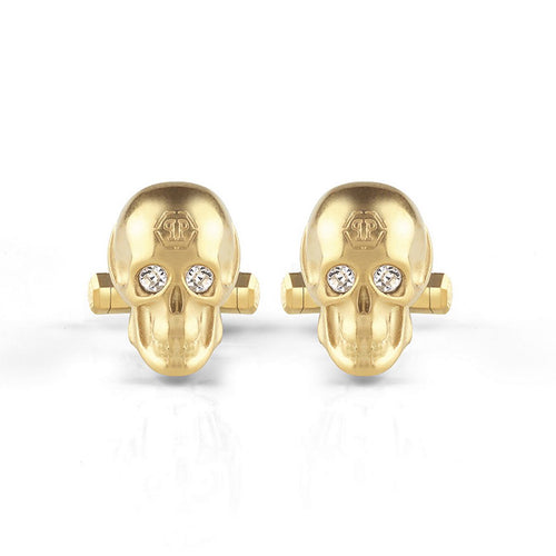 Philipp Plein Herren Manschettenknöpfe Edelstahl IP Gold 3D SKULL PJ9AA06CU