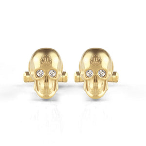Philipp Plein Herren Manschettenknöpfe Edelstahl IP Gold 3D SKULL PJ9AA06CU