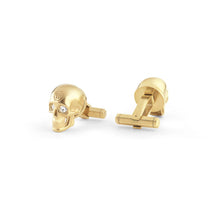 Laden Sie das Bild in den Galerie-Viewer, Philipp Plein Herren Manschettenknöpfe Edelstahl IP Gold 3D SKULL PJ9AA06CU
