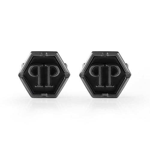 Philipp Plein Herren Manschettenknöpfe Edelstahl IP Gun HEXAGON PJ9AA07CU