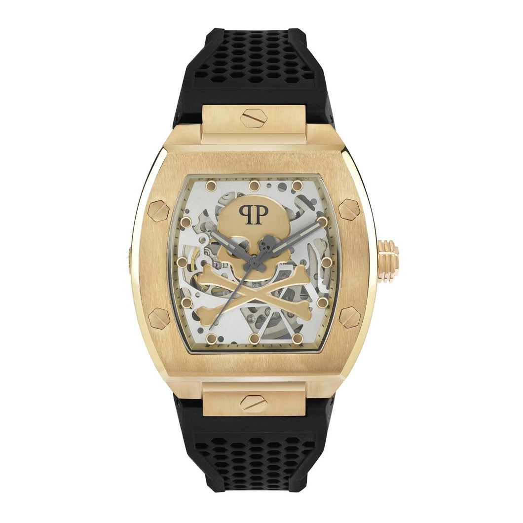 Philipp Plein Herren Uhr Automatik $KELETON gold PWBAA0321 Silikon
