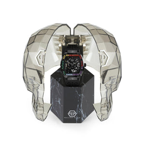 Philipp Plein Herren Uhr Automatik $KELETON schwarz Kristalle PWBAA0621 Silikon