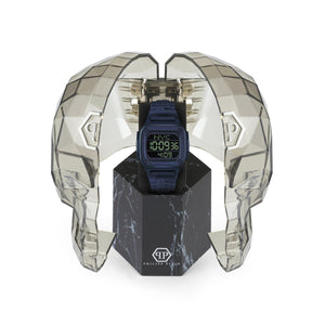 Philipp Plein Herren Uhr Digital Quarz HYPER SHOCK blau PWHAA0321 Silikon