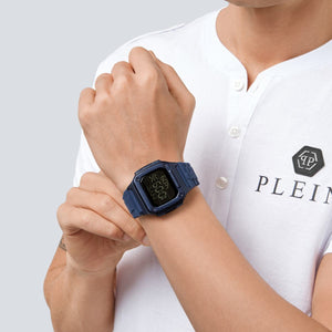 Philipp Plein Herren Uhr Digital Quarz HYPER SHOCK blau PWHAA0321 Silikon