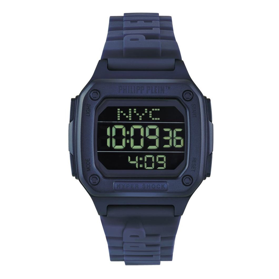 Philipp Plein Herren Uhr Digital Quarz HYPER SHOCK blau PWHAA0321 Silikon