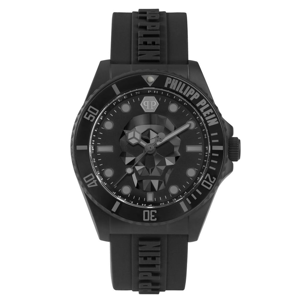 Philipp Plein Herren Uhr Analog Quarz THE $KULL DIVER PWOAA0422 Silikon