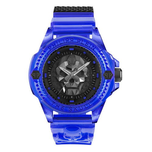 Philipp Plein Herren Uhr Analog Quarz THE $KULL SYNTHETIC Blau PWWAA0323 Silikon