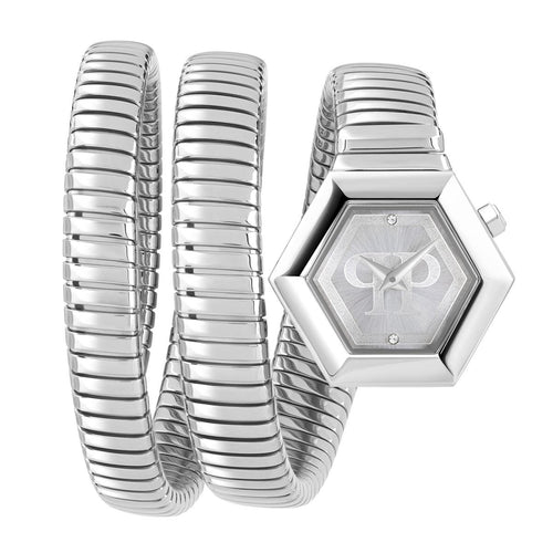 Philipp Plein Damen Uhr Analog Quarz SNAKE HEXAGON PWZAA0123 Edelstahl