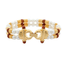 Laden Sie das Bild in den Galerie-Viewer, Misaki Damen Armband Armkette Edelstahl gold Perlen TITUS QCRBTITUS