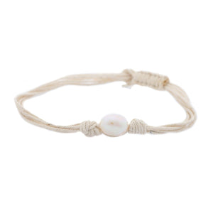 Misaki Damen Armband weiß Textil Perle QCUBWAVE