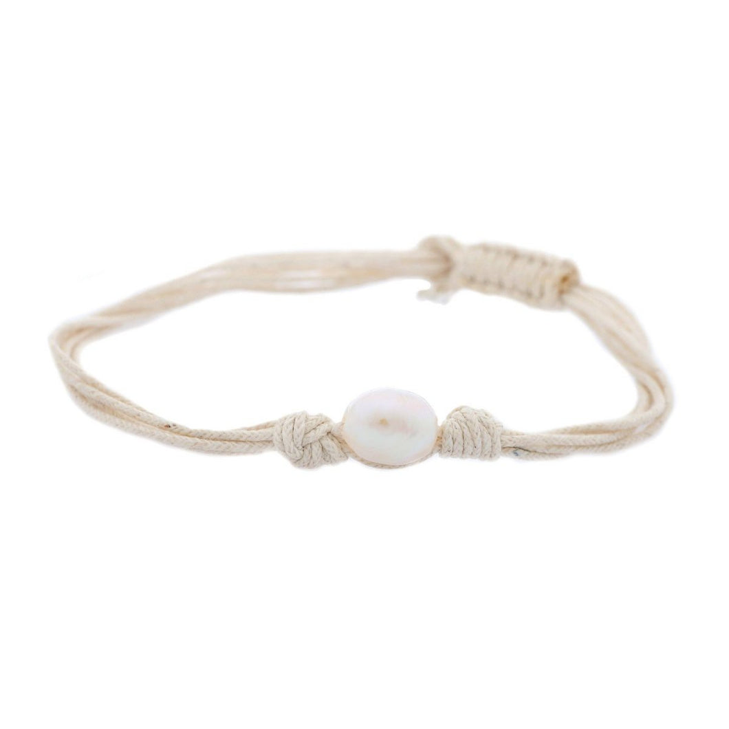 Misaki Damen Armband weiß Textil Perle QCUBWAVE