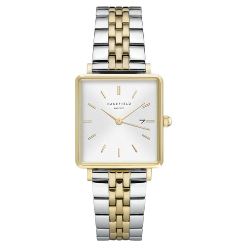 Rosefield Damen Uhr Armbanduhr Boxy Duotone QVSGD-Q013-1 Edelstahl Bicolor