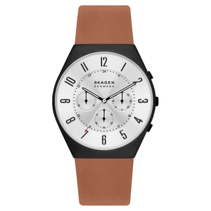 Skagen Herren Uhr Armbanduhr Grenen Edelstahl Leder SKW6823