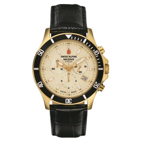 Swiss Alpine Military Herren Uhr Chronograph Analog Quarz 7022.9511SAM-1 Leder