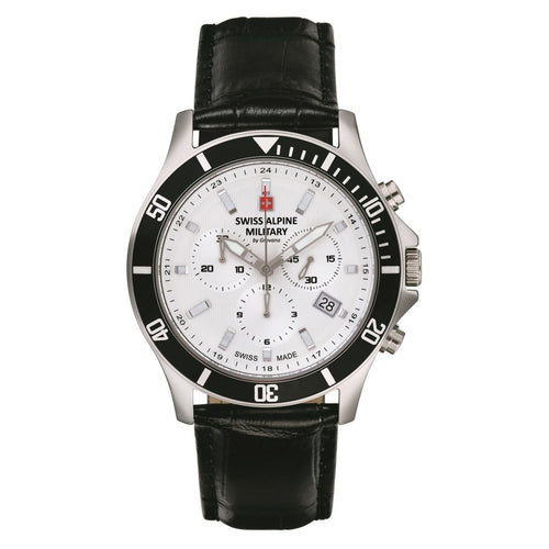 Swiss Alpine Military Herren Uhr Chronograph Analog Quarz 7022.9532SAM Leder