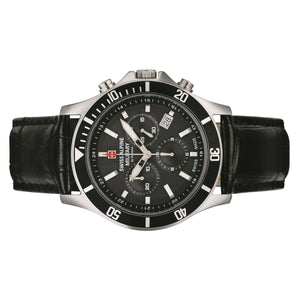 Swiss Alpine Military Herren Uhr Chronograph Analog Quarz 7022.9537SAM Leder