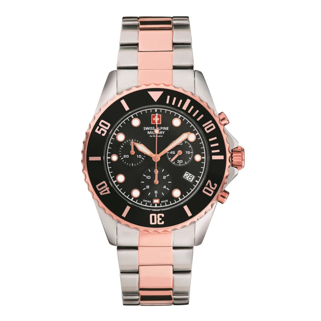 Swiss Alpine Military Herren Uhr Chronograph Analog Quarz 7053.9157SAM Edelstahl