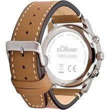 Laden Sie das Bild in den Galerie-Viewer, s.Oliver Herren Uhr Armbanduhr Chronograph Leder SO-4407-LC