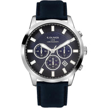 Laden Sie das Bild in den Galerie-Viewer, s.Oliver Herren Uhr Armbanduhr Chronograph Leder SO-4408-LC