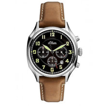Laden Sie das Bild in den Galerie-Viewer, s.Oliver Herren Uhr Chrono Armbanduhr Leder SO-3180-LC