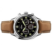 Laden Sie das Bild in den Galerie-Viewer, s.Oliver Herren Uhr Chrono Armbanduhr Leder SO-3180-LC