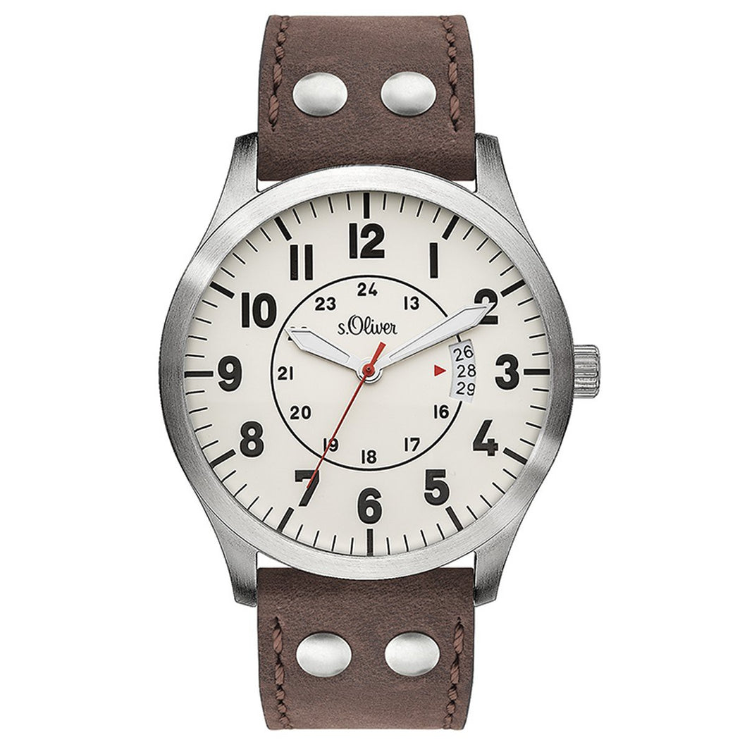 s.Oliver Herren Uhr Armbanduhr Leder SO-3265-LQ