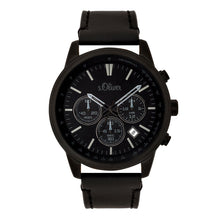 Laden Sie das Bild in den Galerie-Viewer, s.Oliver Herren Uhr Armbanduhr Chronograph Leder SO-3685-LC-1