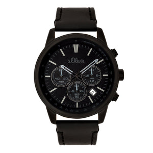 s.Oliver Herren Uhr Armbanduhr Chronograph Leder SO-3685-LC-1