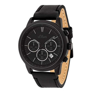 s.Oliver Herren Uhr Armbanduhr Chronograph Leder SO-3685-LC-1