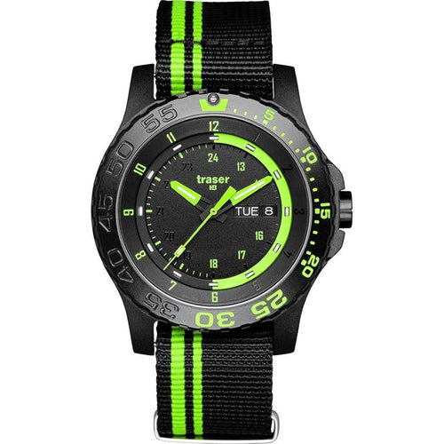 Traser Herren Uhr Analog Quarz H3 Green Spirit P66 Textilband SW/Grün 105542
