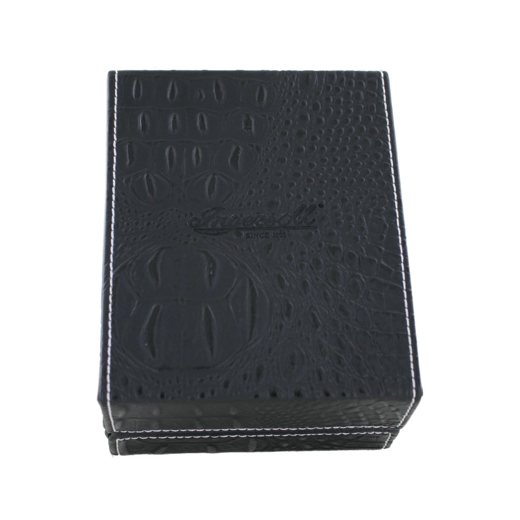 Ingersoll Uhrenbox mittel V1111 Leder schwarz Kroko weisse Naht