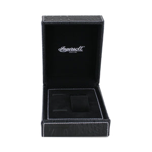Ingersoll Uhrenbox mittel V1111 Leder schwarz Kroko weisse Naht