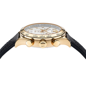 Versace Herren Uhr Armbanduhr Chronograph Edelstahl Hellenyium VE2U00222 Leder